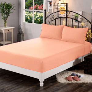 Комплект в цвят СЬОМГА – чаршаф с ластик и 2 калъфки 